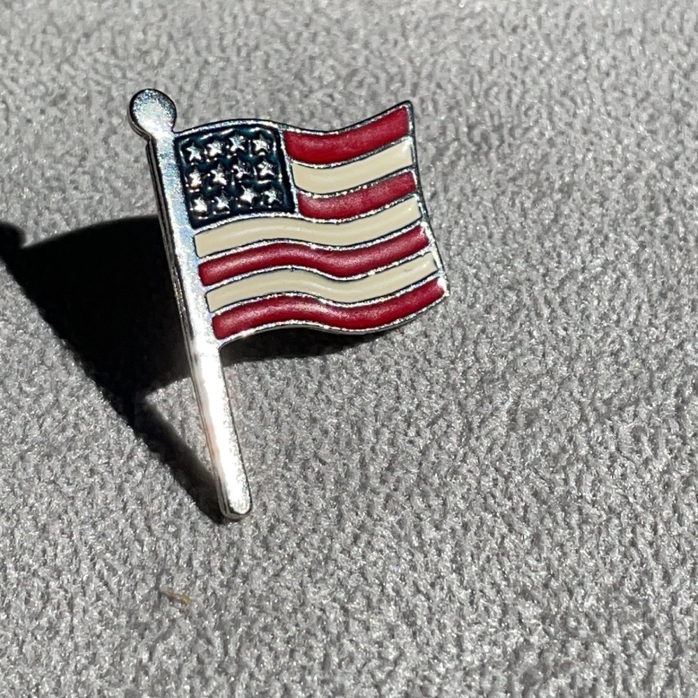 Vintage JJ USA Flag Enamel Signed Pin